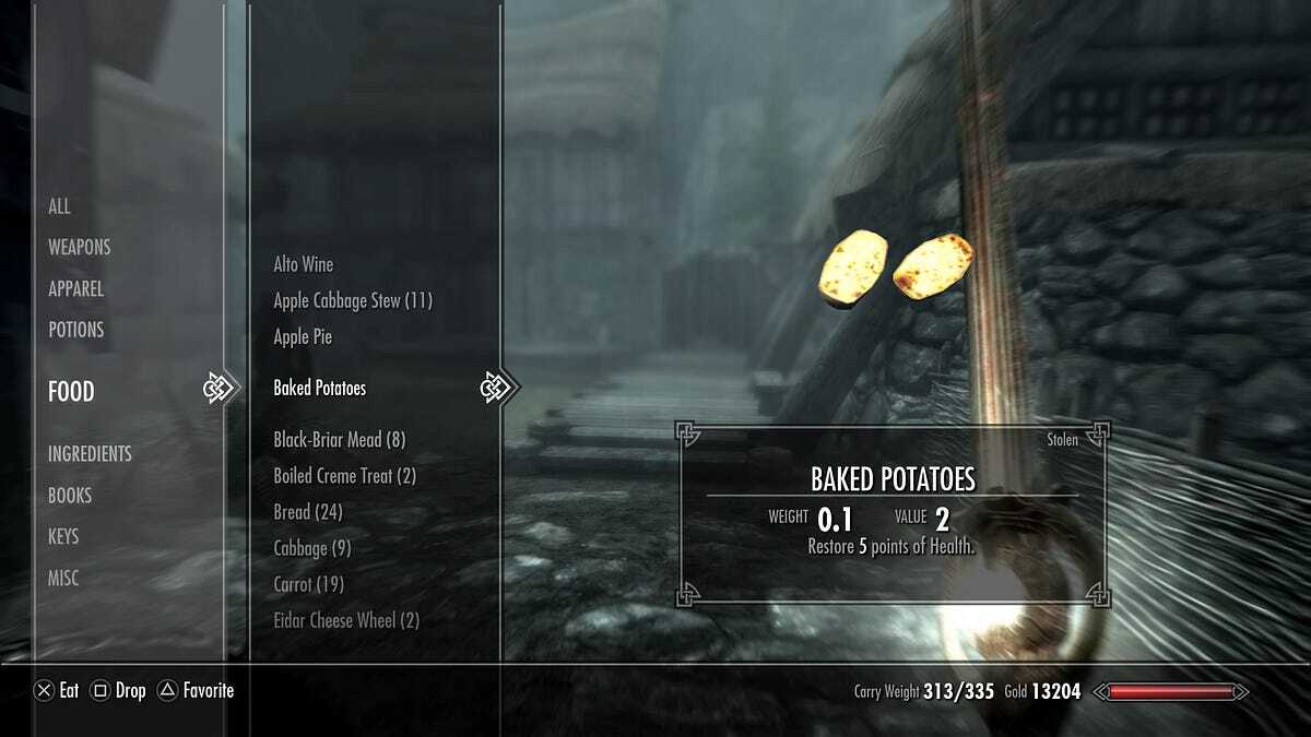 Skyrim's vanilla UI does not show you any information unless you click on an item.